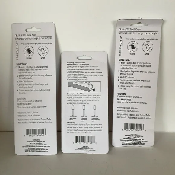 Sassy & Chic NIP Electronic Nail Kit with Pink Accessories 10 Soak Off Nail Caps - Picture 3 of 13